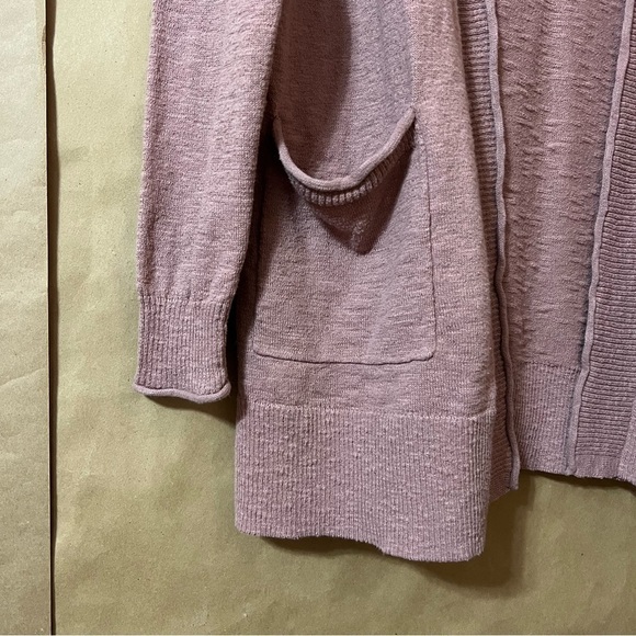 Madewell | Bradley Cardigan Sweater Open Front Textured Cotton Dusty Rose Size S - Picture 6 of 12